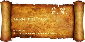 Hayde Márton névjegykártya