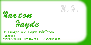 marton hayde business card